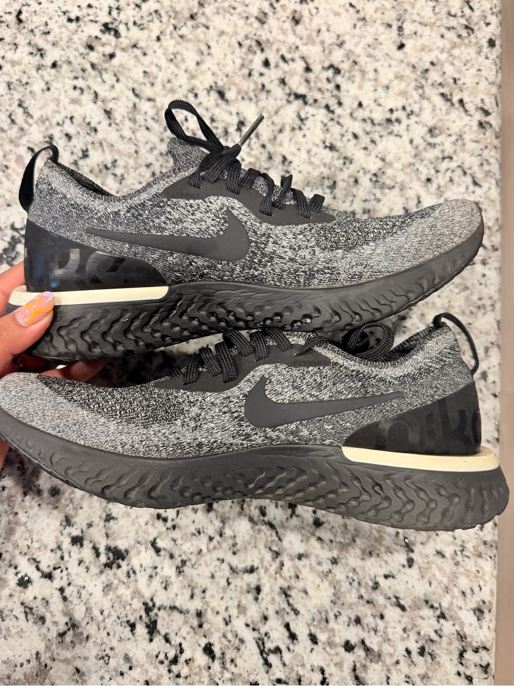 Nike Women’s Black and Grey Flyknit Running Shoes